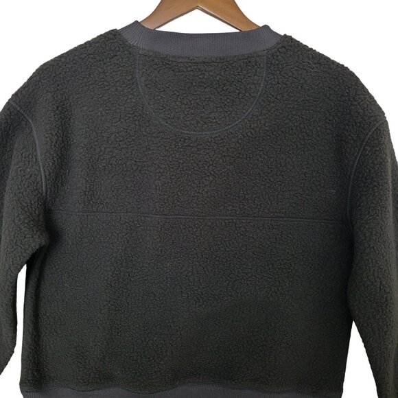 Everlane The ReNew Fleece Oversized Crew Sweater Womens Size XXS Black NWT - Picture 6 of 8